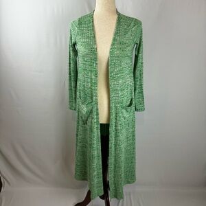 LulaRoe Sarah Cardigan/Duster, Green and White, Size XS